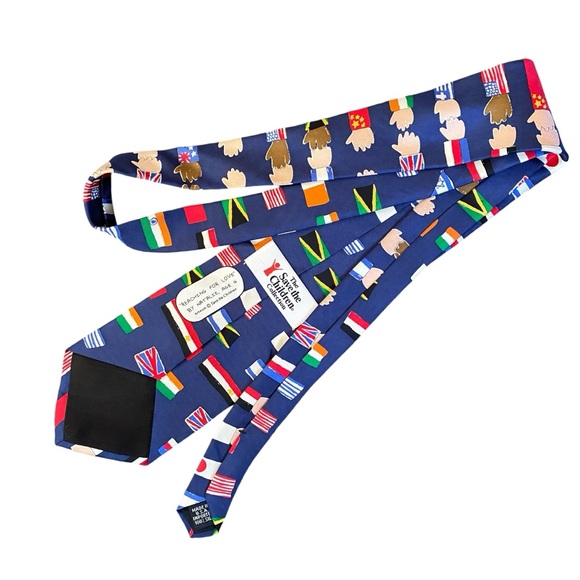 SAVE THE CHILDREN Neck Tie "Reaching For Love" International Peace Flags Peace - Picture 4 of 8